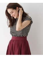 ボーダースクエアカットソー/ブラック(019)