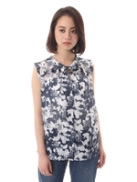 ボイルプリントブラウス/イエローベースプリント1(061)