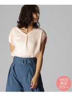 [L]〔洗える〕Vタックジョーゼットブラウス/ベビーピンク(871)