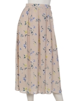 【スカート】花柄プリントロングスカート/ブラック