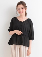 【WEB限定価格】ウエストレースVネックブラウス/アイボリー