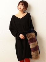 オーバーニットワンピース/ピンクベージュ