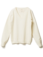 カシミヤ混Vネックニットトップス/ホワイト