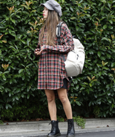 ドルマンチェックシャツワンピース