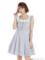 フリルリボンワンピ/ブルー