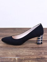 ブロックヒールパンプス/ネイビースエード