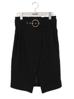 ベルト付きラップスカート/ブラック