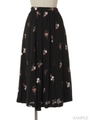 カラーフラワー刺繍スカート/黒