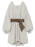 ベルティッドファーライクニットワンピース/GRY