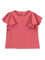 袖フリルブラウス/ローズピンク