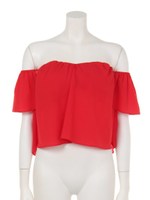 PAD入りオフショルTOPS/レッド