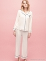 SILKY SATIN SLEEP PANTS/WHITE