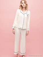 SILKY SATIN SLEEP PANTS/WHITE