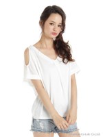 T/C　肩あき　トップス/ホワイト