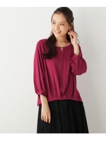 【WEB限定サイズ】キーネックブラウス/ダークグリーン(023)