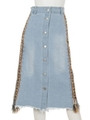 サイドチロリアンデニムスカート/ブルー(019)