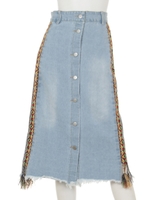 サイドチロリアンデニムスカート/ブルー(019)