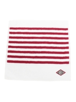 【日本製】今治マリンボーダータオルハンカチ/ホワイト×グレー(511)