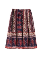 エスニックミモレスカート/オレンジ1(151)