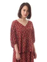 スモールフラワープリントブラウス/ボルドーベースフラワー1(071)