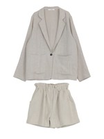 リネンジャケットセットアップ/ベージュ