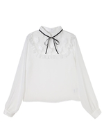 レース切り替えシフォンブラウス/ピンク