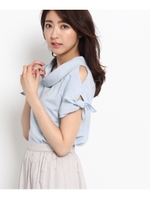 [L]〔洗える〕リボンスリーブカットソー/オフホワイト(003)