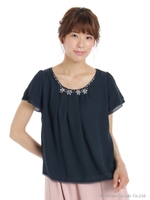 ビジュー袖半袖BL/Bガラ