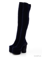 ベロアニーハイブーツ/ピンク