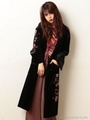ベロア刺繍ガウンコート/ブラック