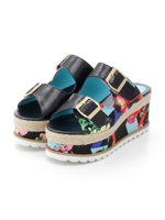 厚底ウエッジサンダル/ブラックコンビ