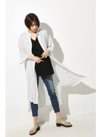 【AZUL by moussy】フレアースリーブシャツガウン/柄WHT