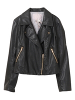 【ライダース】フェイクレザーライダースジャケット/ピンク