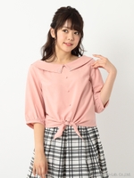 裾リュバン衿ブラウス/ネイビー