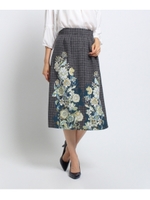 【洗える】ブリティッシュフラワースカート/グリーン(122)