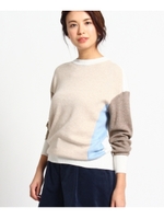 【洗える】カラーブロッキングニット/オフホワイト(103)