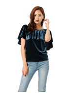 ケープベロアトップス/GREEN