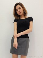 フェイクレザーミニスカート/GRY