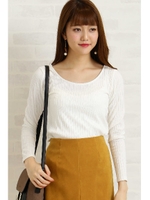 リブカットソーロングＴシャツ/ホワイト(030)