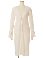 リボンロングカーディガン/ピンク