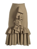 リルデザインタイトフレアスカート/ブラウン