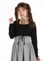 レースチョーカー風ニットTOPS/ブラック