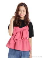 レイヤードトップス/ピンク