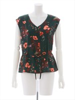 花柄フレンチスリーブブラウス/グリーン