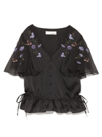 刺繍入りサテントップス/PNK