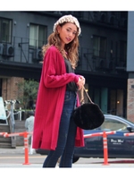 【CHILLE】ワイドリブカシミヤタッチカーディガン/ベージュ(005)