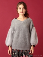 アンゴラスリーブニットプルオーバー/キャメル