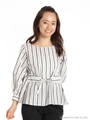 リボンストライプブラウス/ガラB
