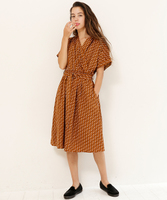 幾何学柄カシュクールワンピース