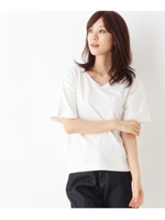 イレギュラーヘムＶネックＴシャツ/ホワイト系(002)